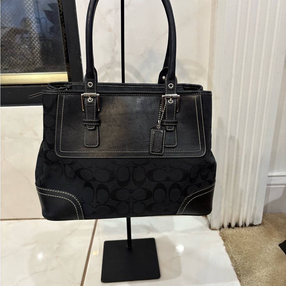Coach Hampton Signature Satchel with Jacquard and Leather - Picture 8 of 8